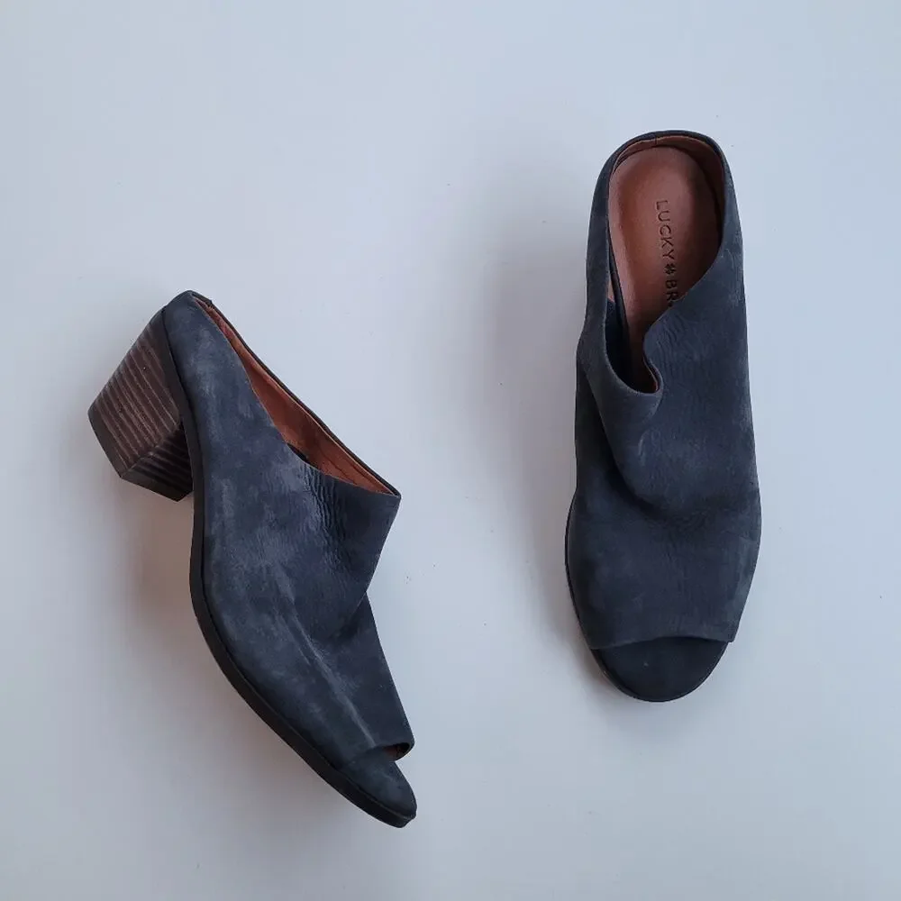 Lucky Brand Benah Block Heel Nubuck Mule 8.5 - Picture 3 of 8